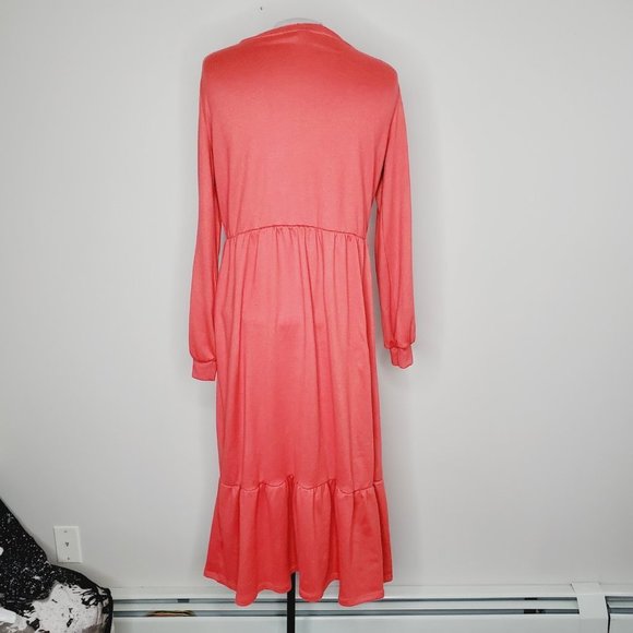 Jillian Harris x Joe Fresh Sweater Midi Dress Puff Sleeve Cottagecore  Coral - Picture 4 of 5